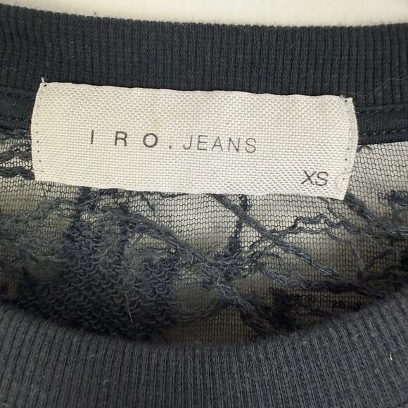 IRO Jeans Womens Nuala Distressed Sleeveless Burnout Black Lace Sweatshirt XS - Picture 8 of 10